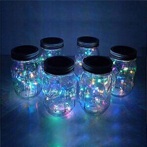 Solar Mason Jar Lid Lights, 6 Pack 20 LED Waterproof String Fairy Star Firefly